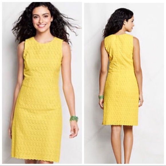 Lands' End Dresses & Skirts - Lands End Yellow Eyelet Dress - Like New